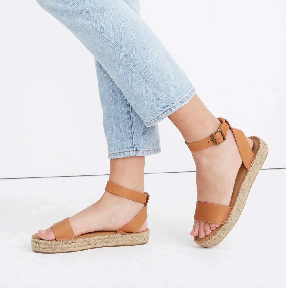 NEW Soludos Cadiz Brown Leather Espadrille Platform Sandals Size 9
